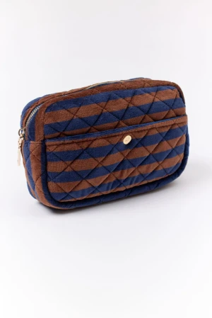 Fan Palm Beauty Bag Medium Blues & Stripes